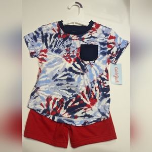 2pc matching shirt & drawstring short set - Tie-dye